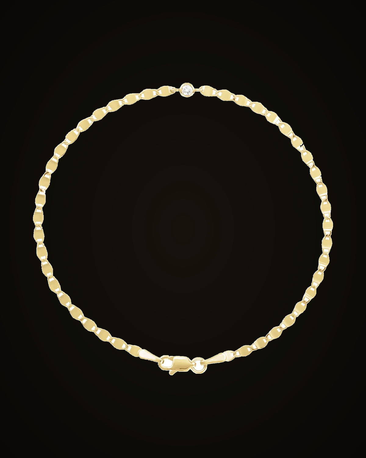 0.06 Ct Natural Diamond Bezel-Set Solitaire Bracelet — 14K Yellow Gold · I1 · G-H