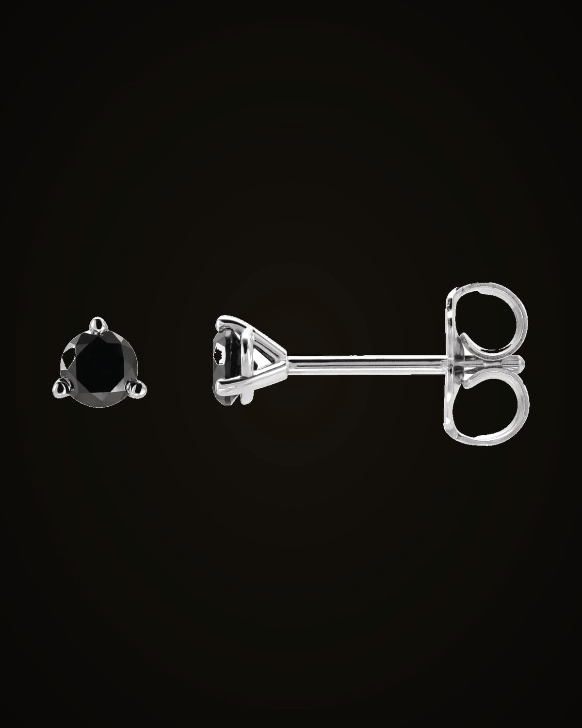 1/5 CTW Natural Black Diamond Earrings — 14K White Gold