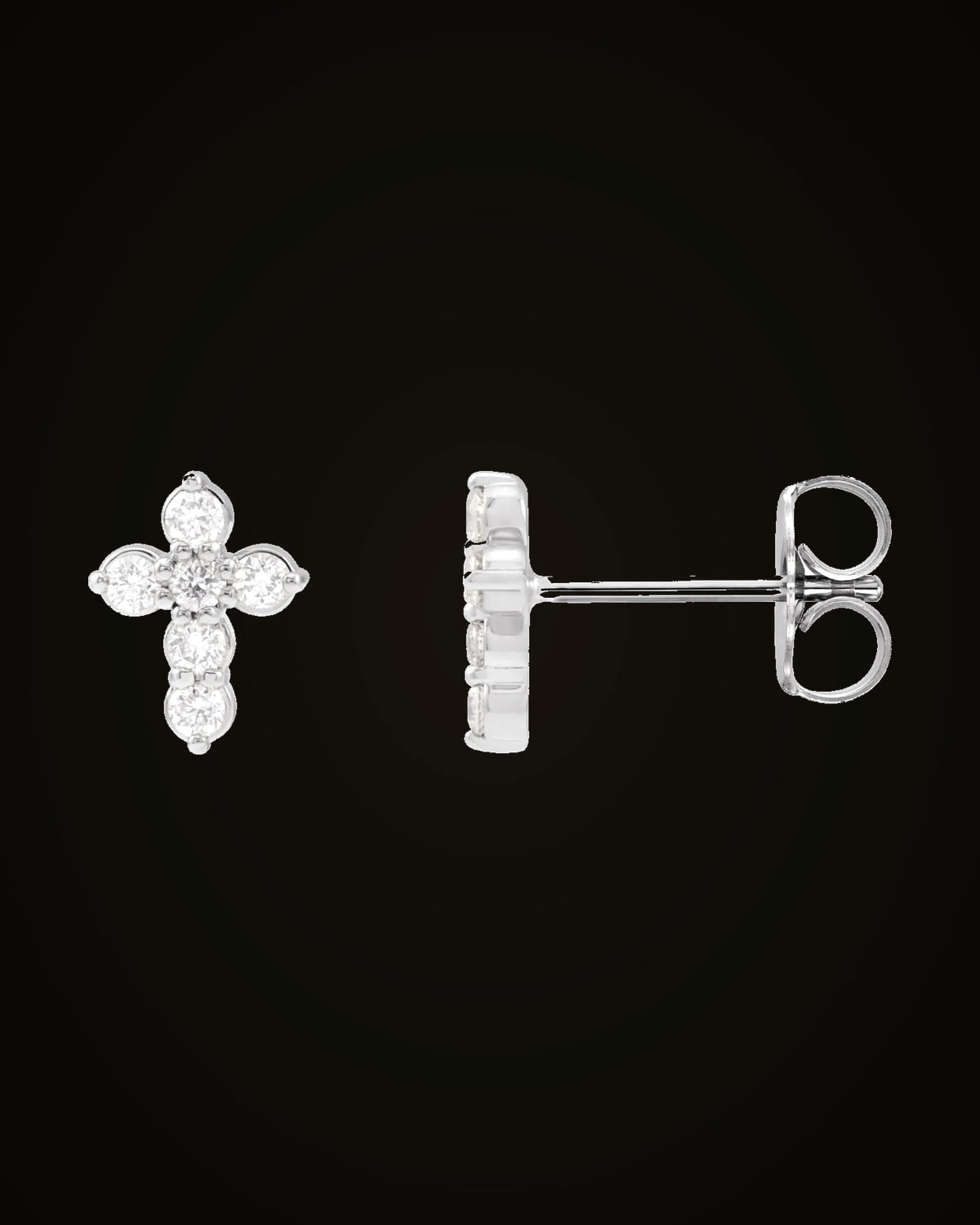 1/6 CTW Lab Grown Diamond Cross Earrings — Rhodium-Plated on 14K White Gold