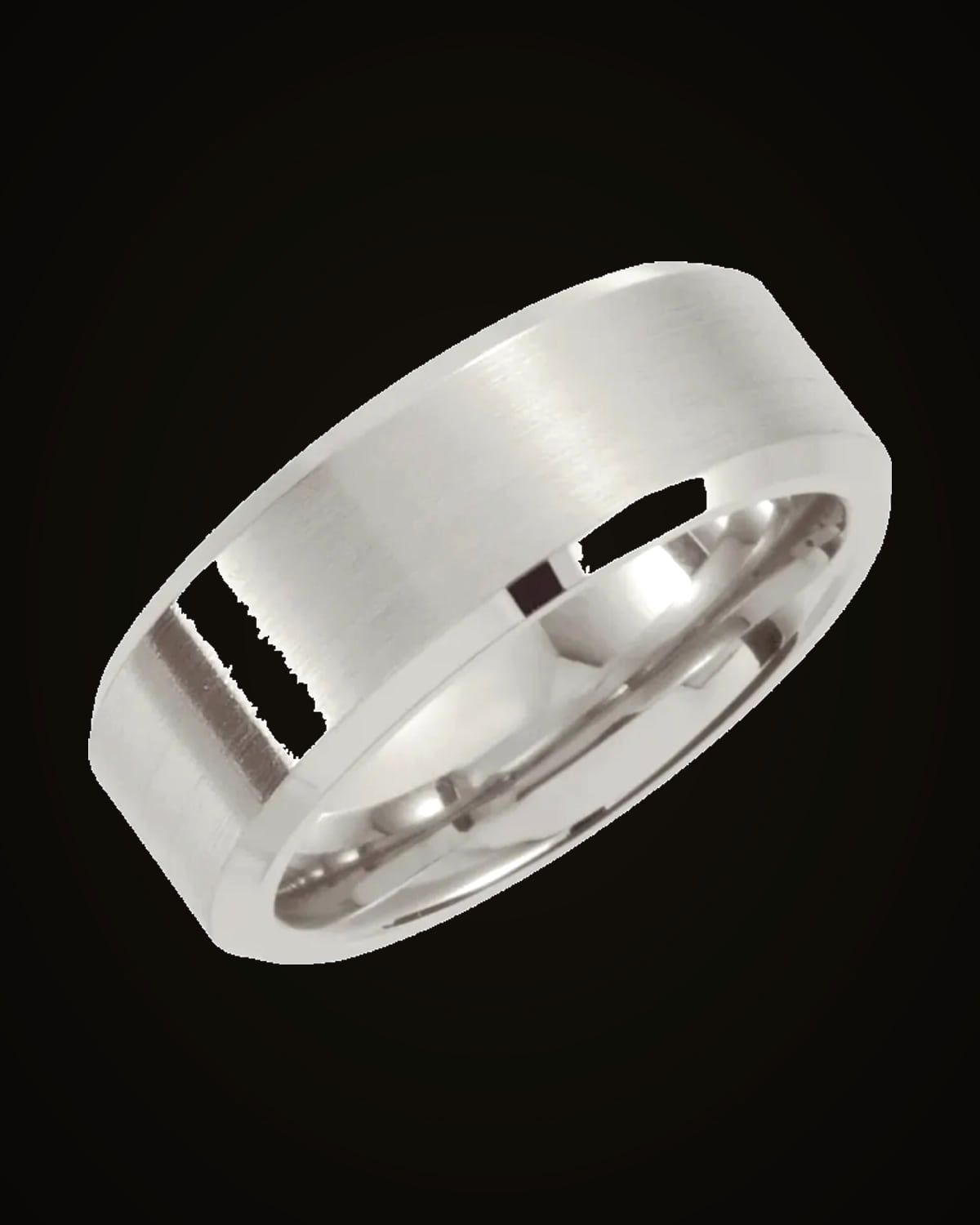 Beveled-Edge Inlay Standard-Fit Band With Satin Finish — Stainless Steel · 7 mm · Size 10