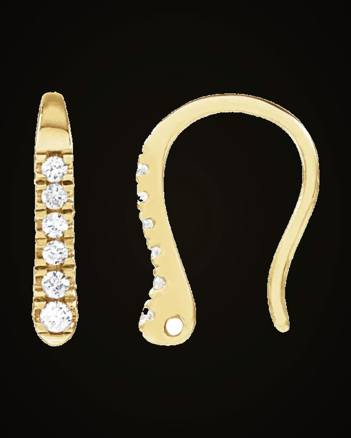 0.037 CTW Natural Diamond French Wire Earring Top — 14K Yellow Gold · I2-I3 · H-J