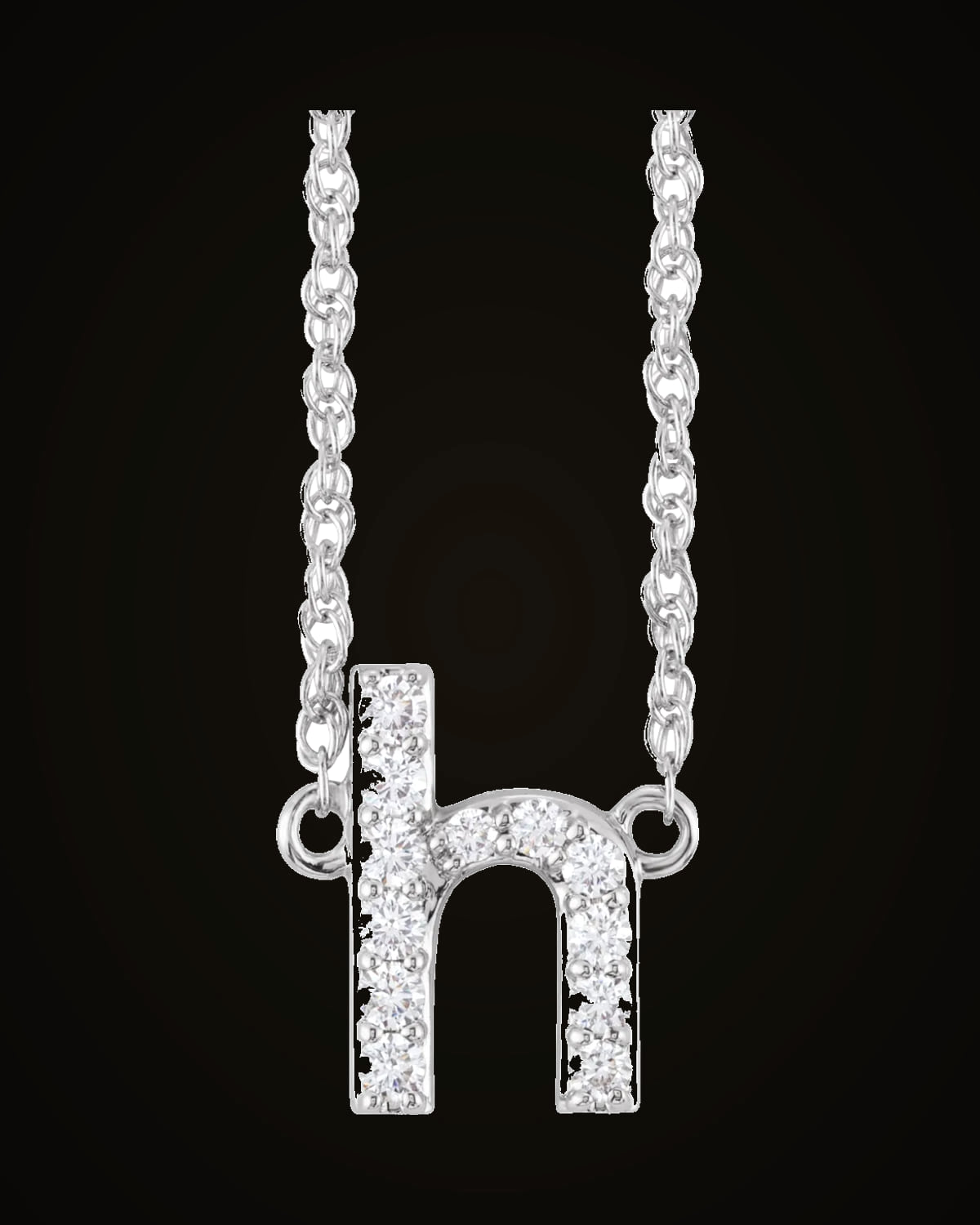 1/8 CTW Natural Diamond Lowercase Initial Necklace — Rhodium-Plated on 14K White Gold · I1 · H+