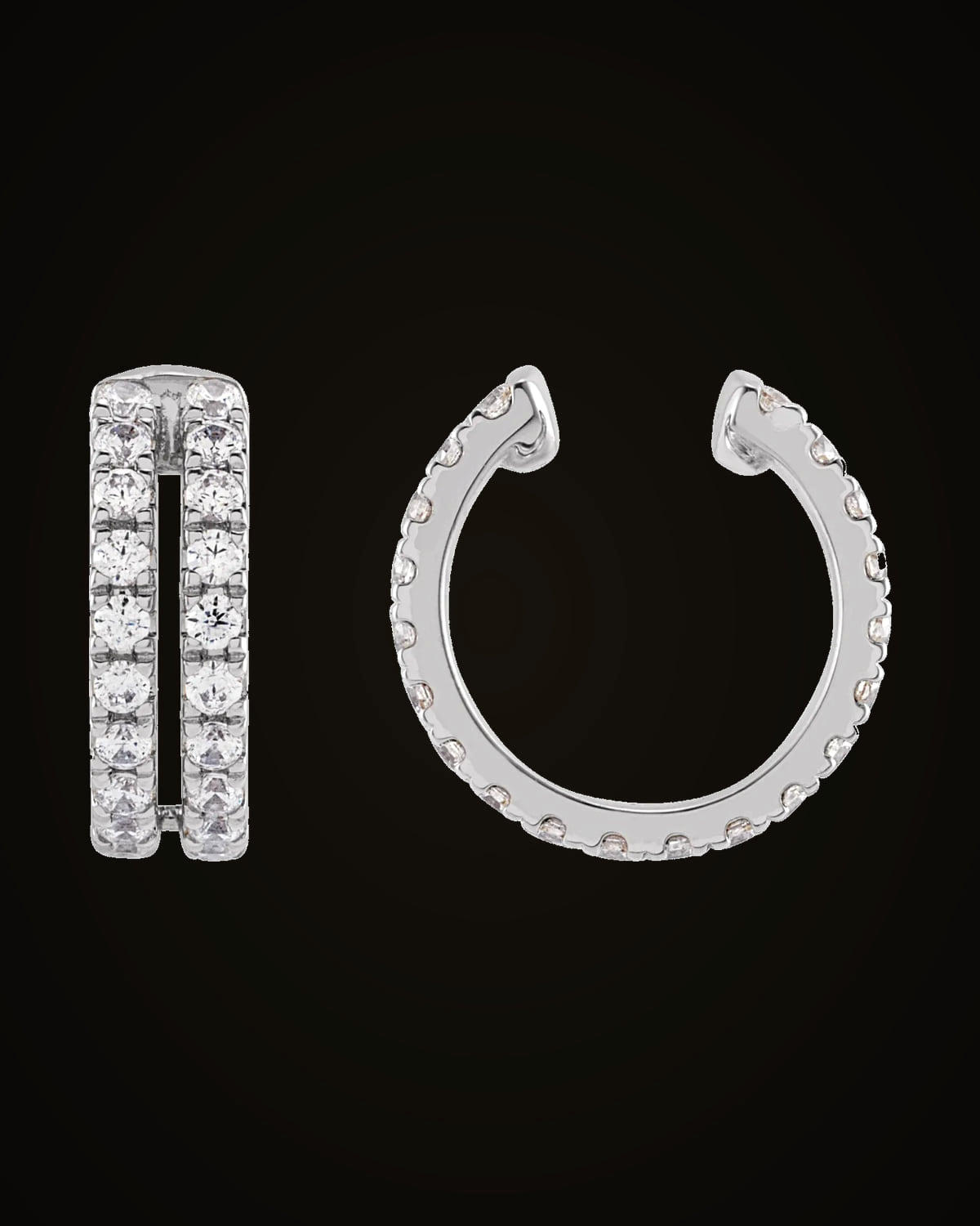 1/2 CTW Lab-Grown Diamond Cuff Earring — Rhodium-Plated on Sterling Silver