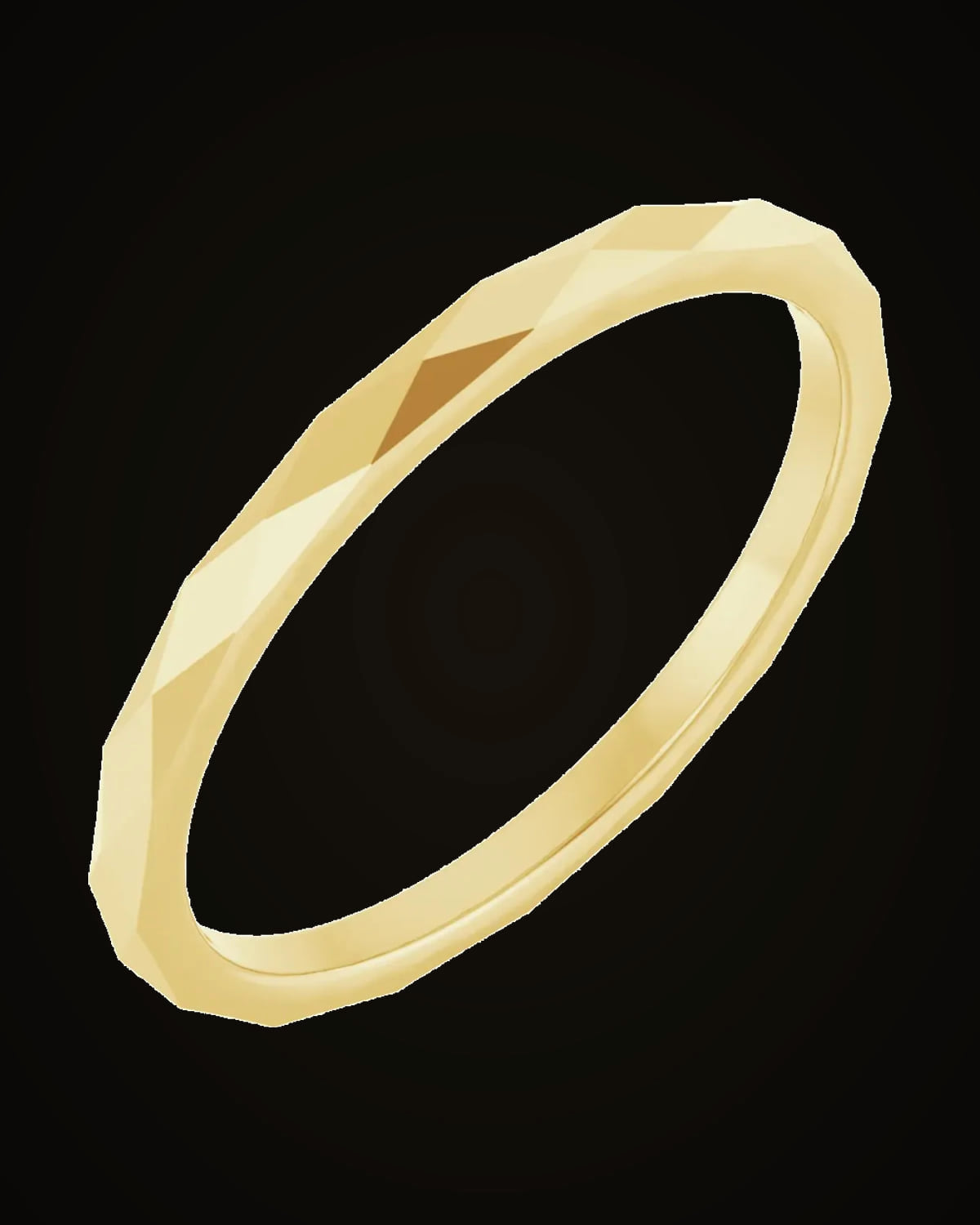 Geometric Faceted Standard-Fit Flat Band — 14K Yellow Gold · 1.5 mm · Size 5