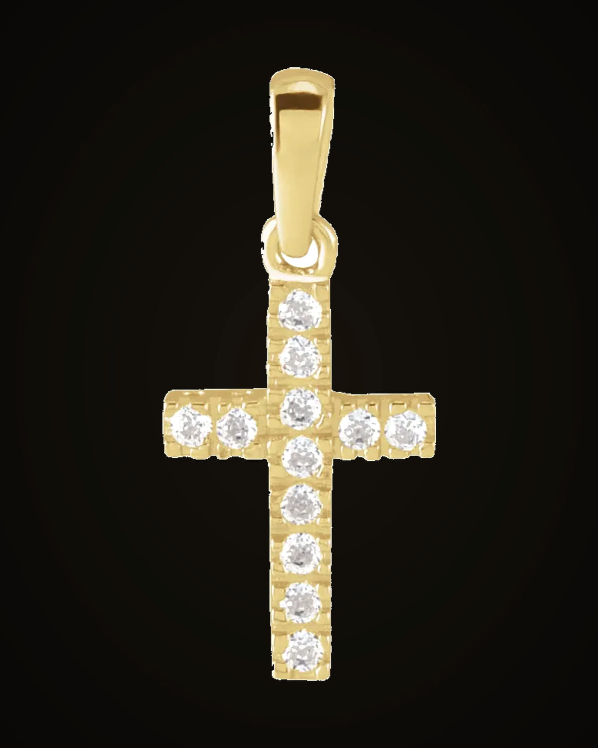 Cz Cross Pendant — 14K Yellow Gold · 1.2 mm
