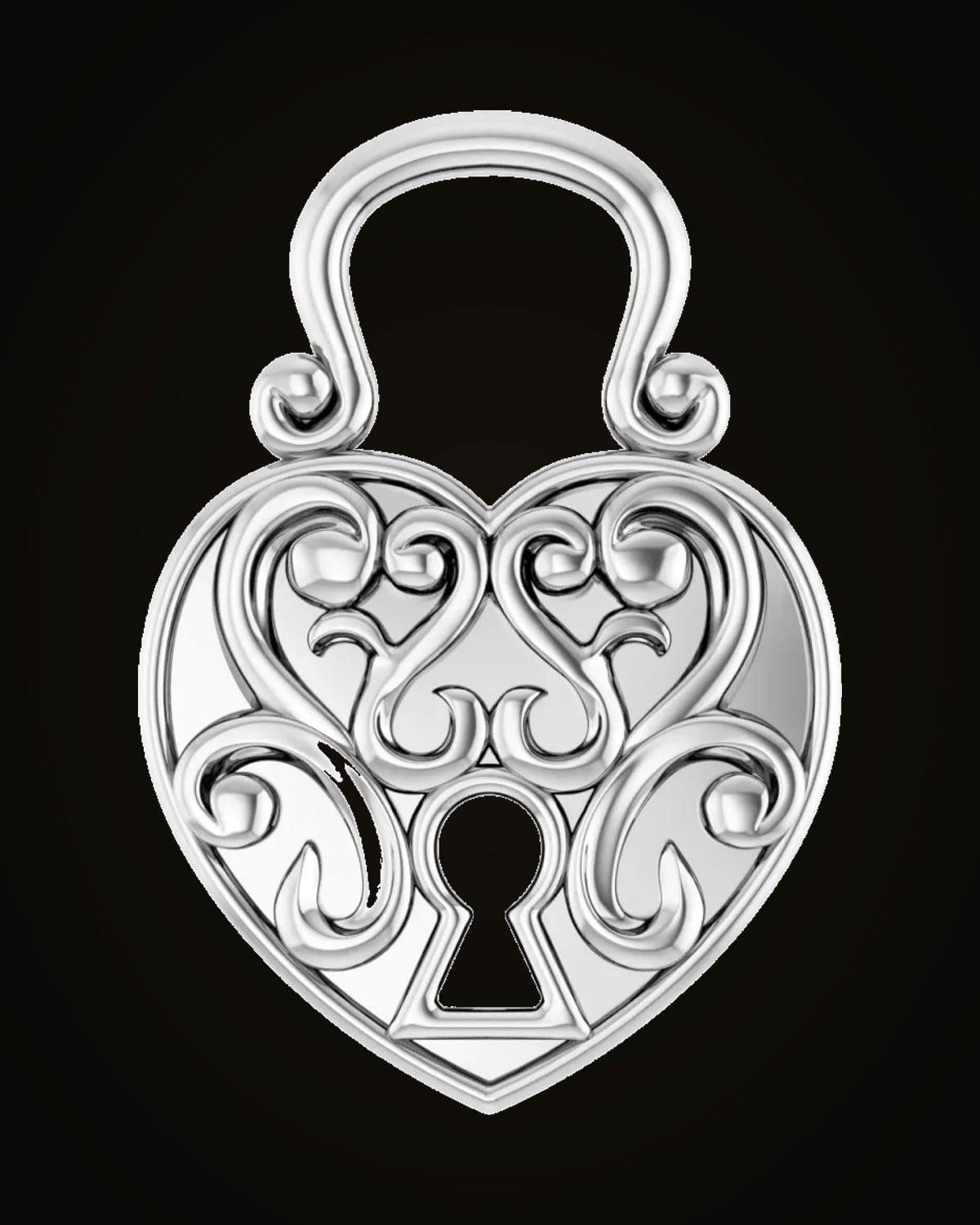 Vintage Lock Pendant — Sterling Silver