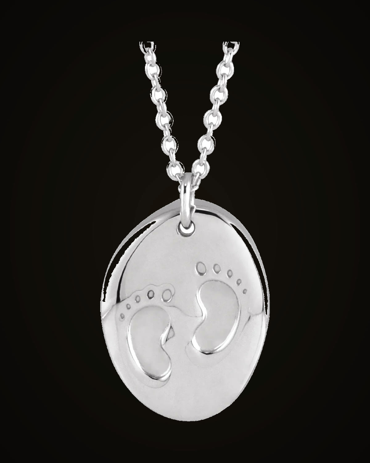 Tiny Footprint Disc Necklace — Sterling Silver