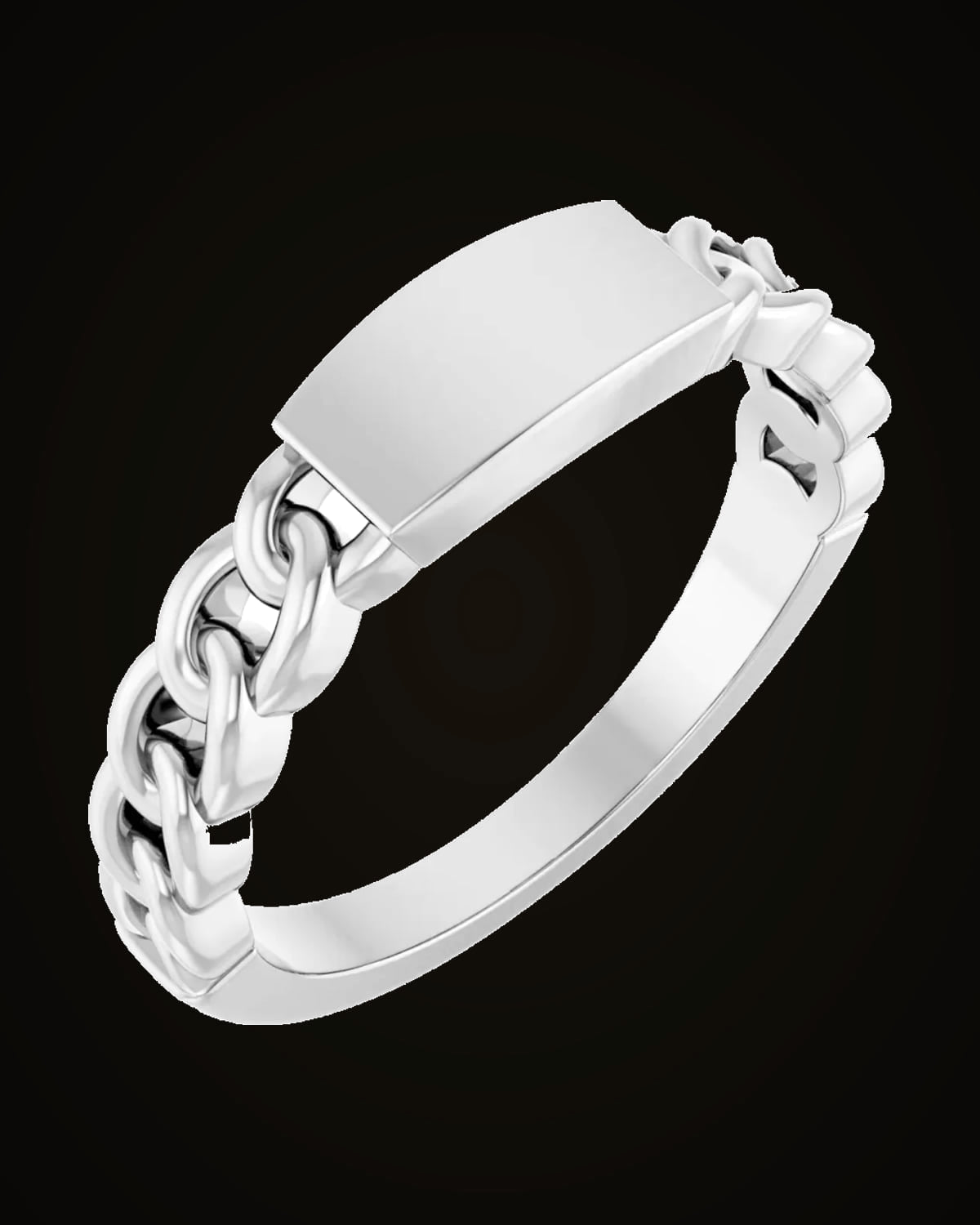 Engravable Chain Link Ring — Sterling Silver · 1.87 mm