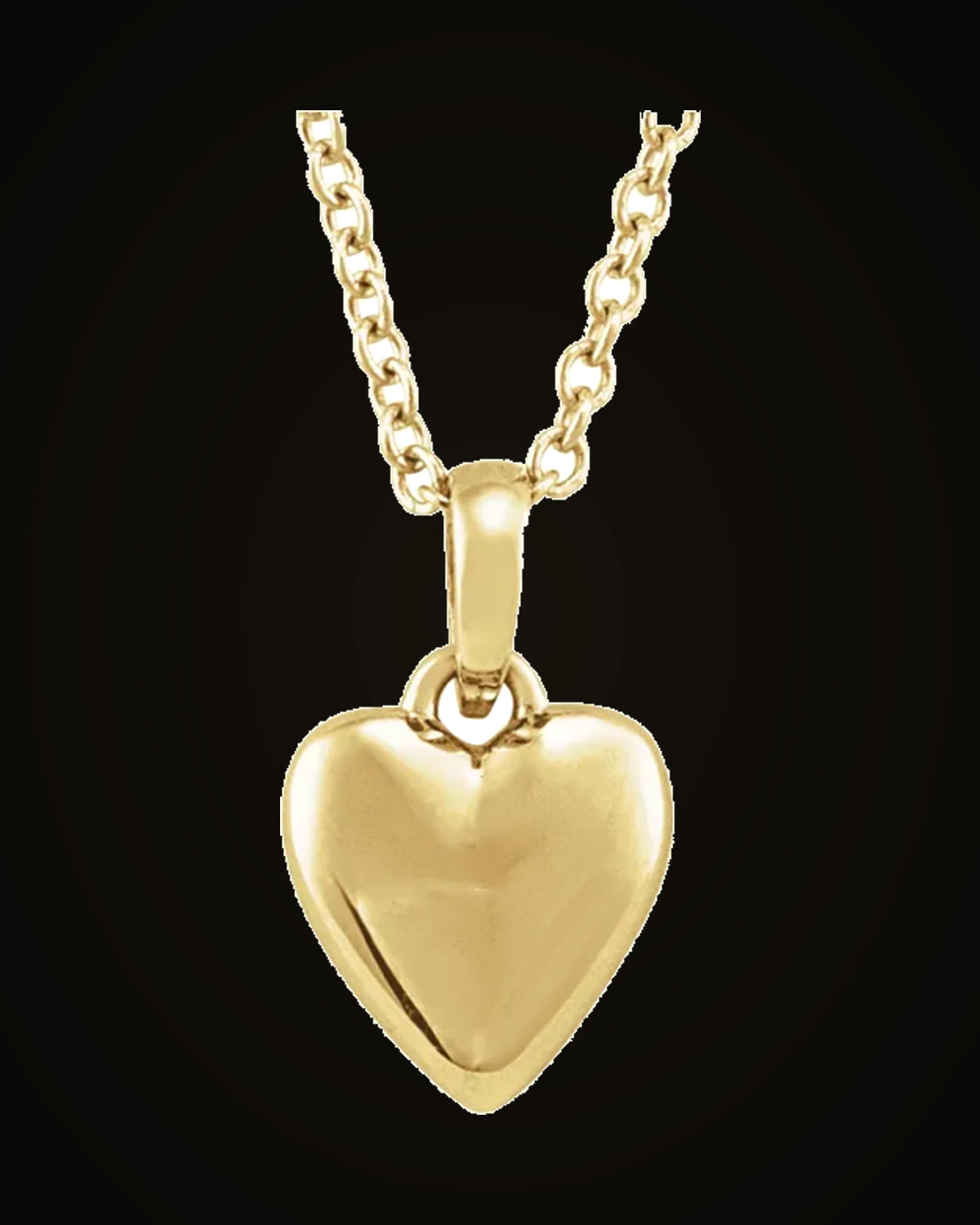 Puffed Heart Necklace — 14K Yellow Gold