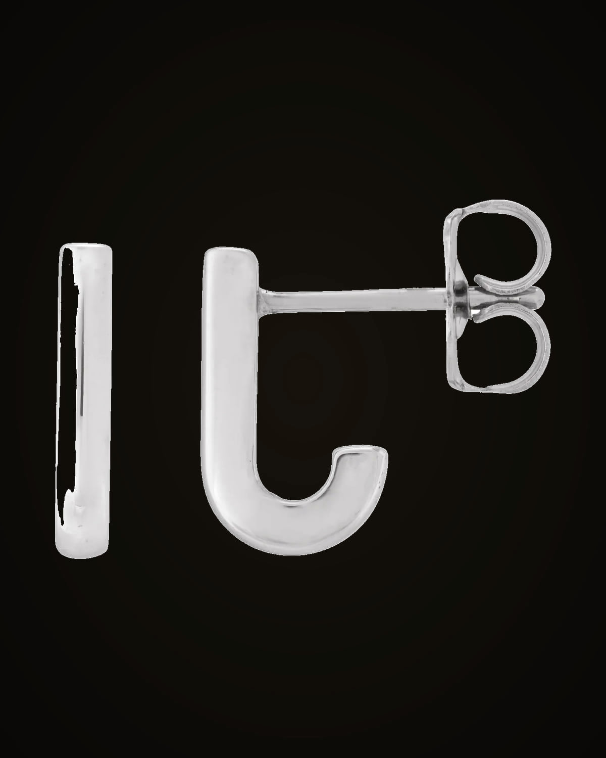 J-Hoop Earrings — Rhodium-Plated on 14K White Gold