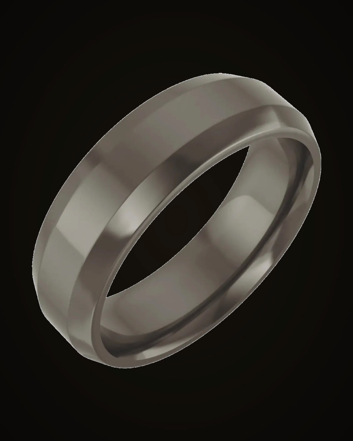 Beveled-Edge Standard-Weight Comfort-Fit Flat Band — Titanium · 6 mm · Size 8.5