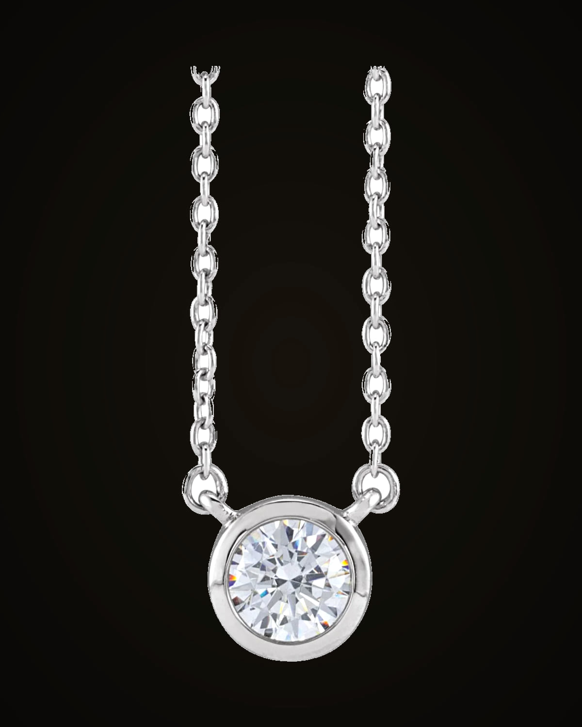 1/2 CTW Lab-Grown Diamond Adjustable Necklace — Rhodium-Plated on Sterling Silver · VS · F+
