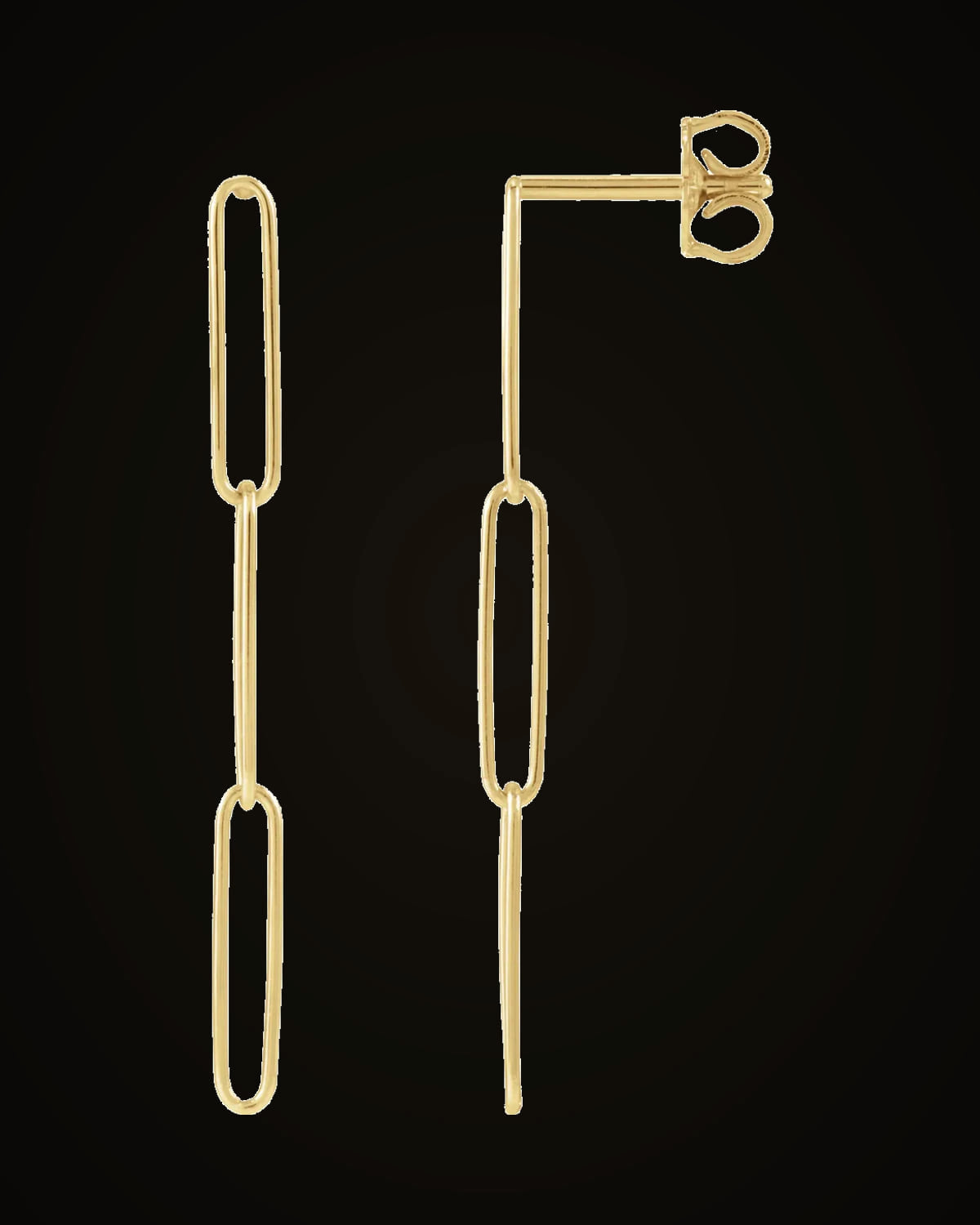 Paperclip-Style Earrings — 14K Yellow Gold