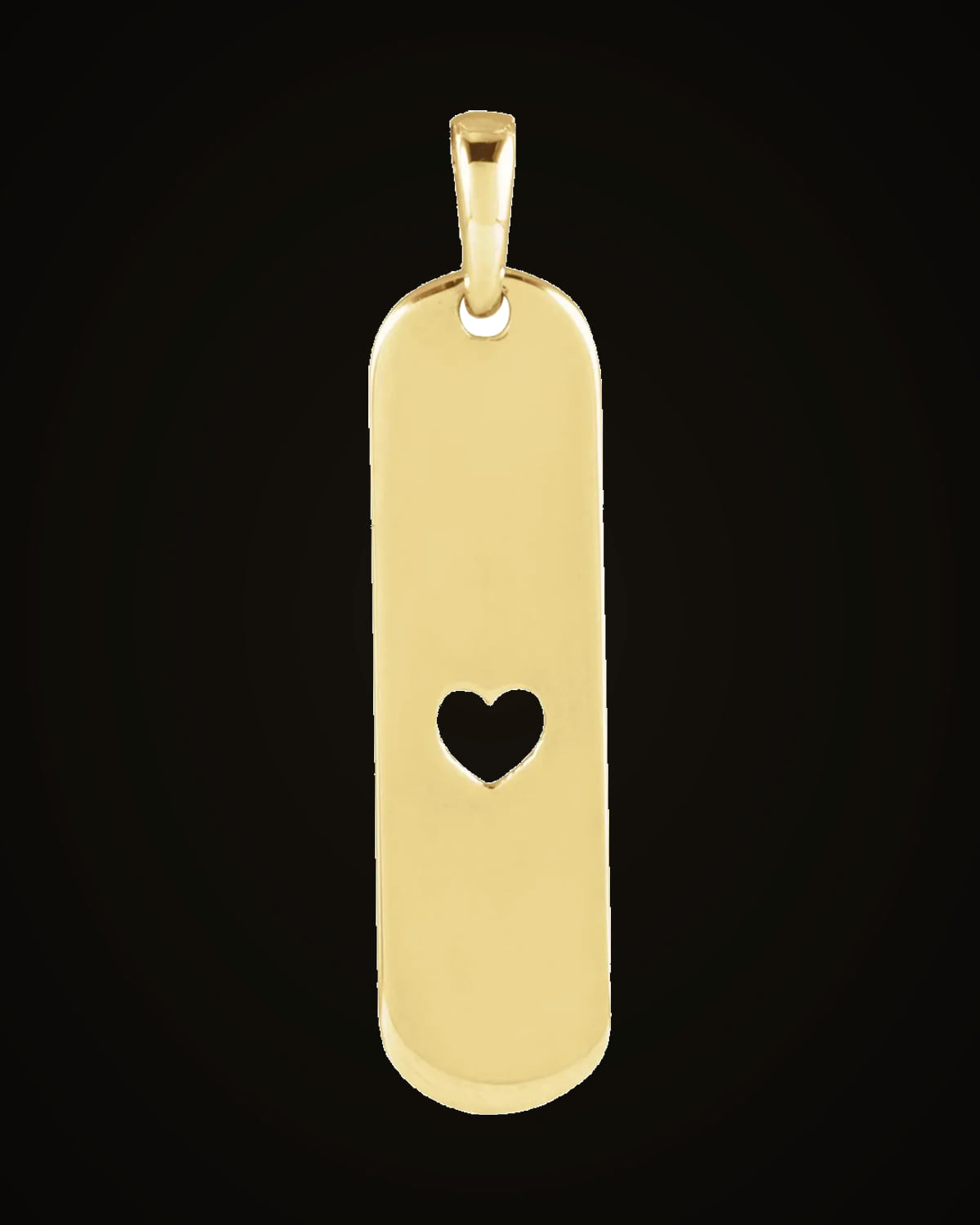 Engravable Heart Bar Pendant — 14K Yellow Gold