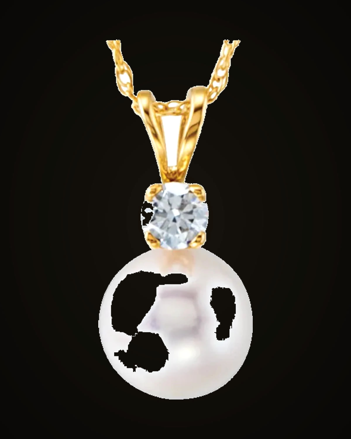 Cultured White Akoya Pearl And 1/10 CTW Natural Diamond Necklace — 14K Yellow Gold · I1 · G-H