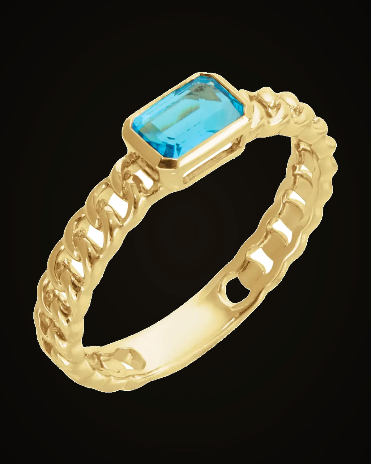 Natural Sky Blue Topaz Ring — 14K Yellow Gold · 3.55 mm · 6 x 4 mm · Natural Topaz · Size 7