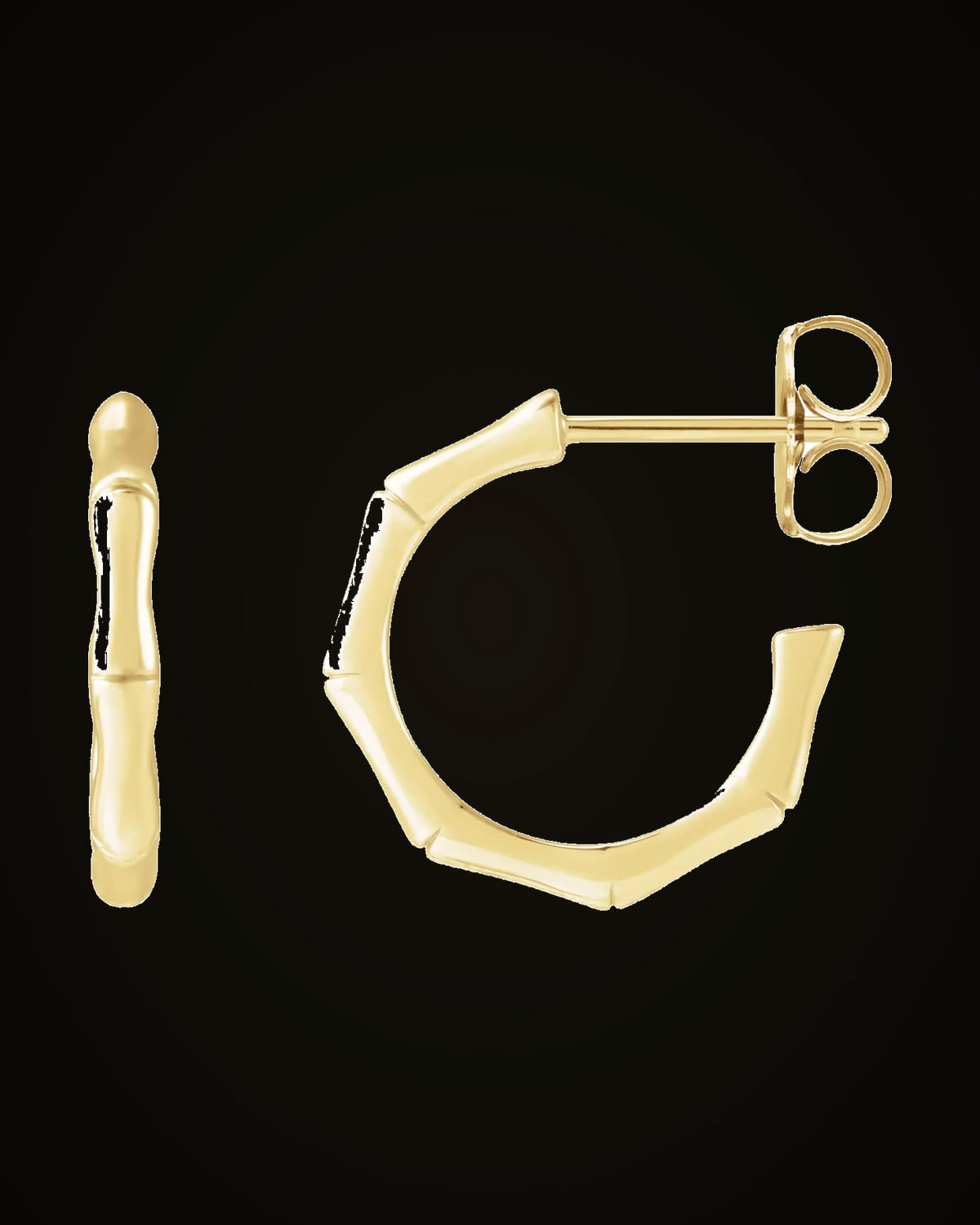 Bamboo Hoop Earrings — 14K Yellow Gold