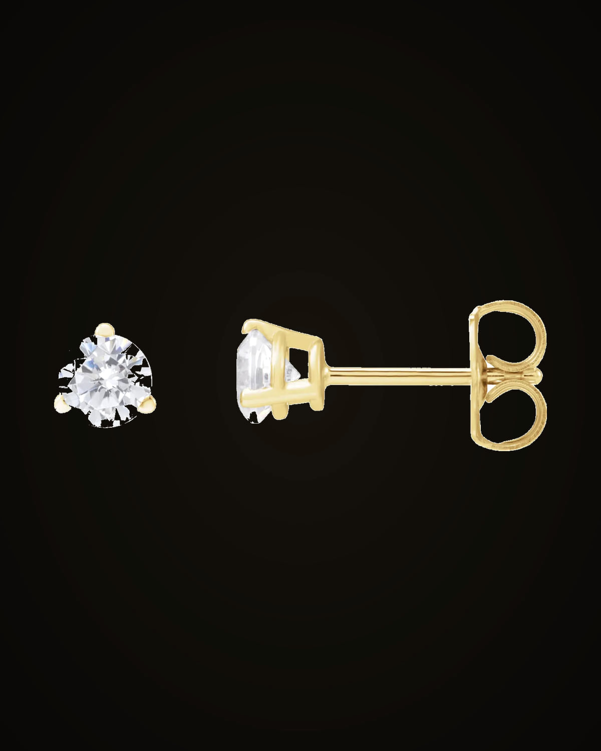 1/2 CTW Lab-Grown Diamond 3-Prong Basket Style Stud Earrings — 14K Yellow Gold