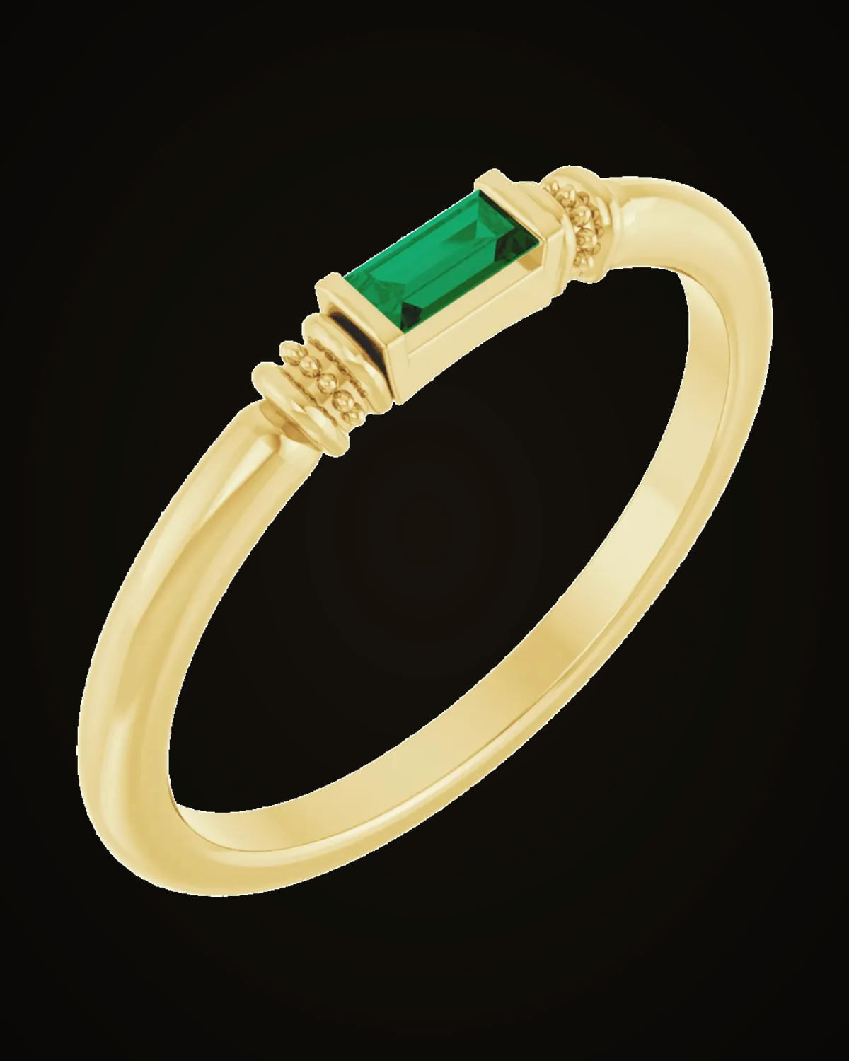 Lab-Grown Emerald Stackable Ring — 14K Yellow Gold · 2.2 x 2.6 mm · 0 CTW
