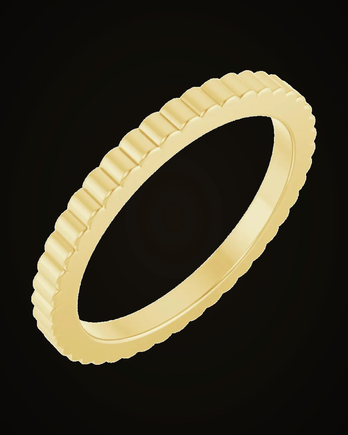Grooved Standard-Fit Half Round Band — 14K Yellow Gold · 1.5 x 1.9 mm · Size 6