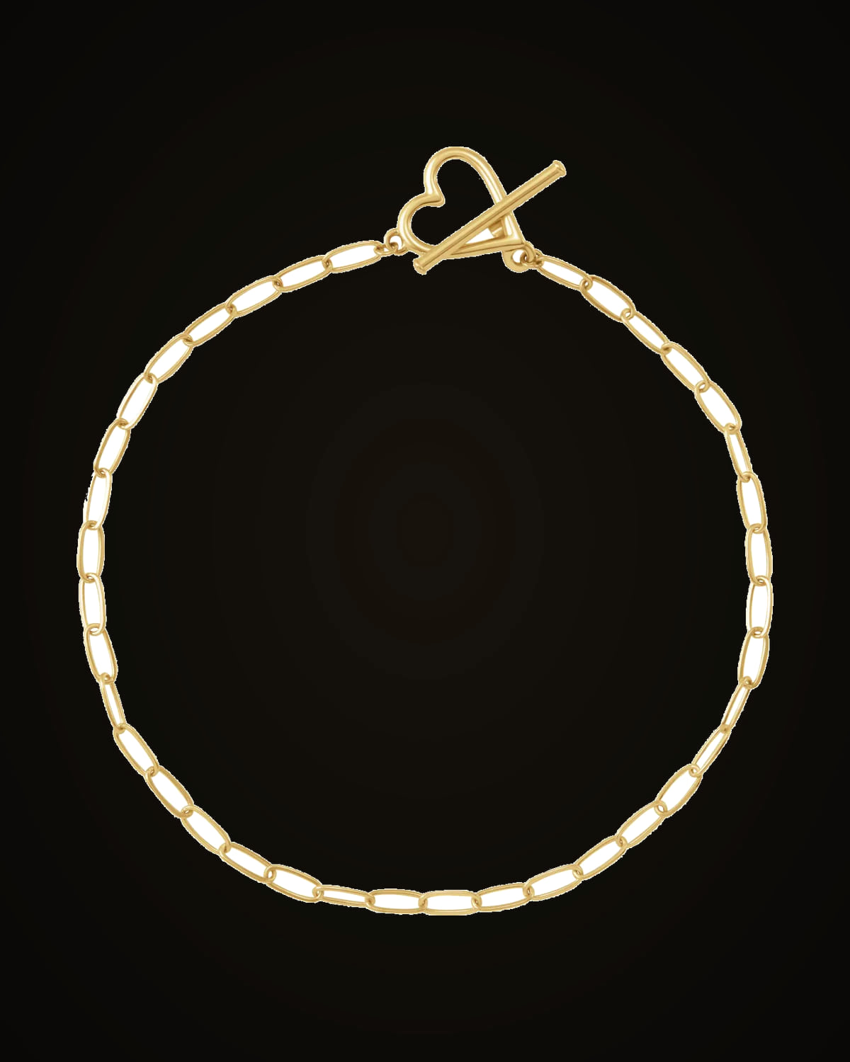 Paperclip-Style Chain Heart Toggle Bracelet — 14K Yellow Gold