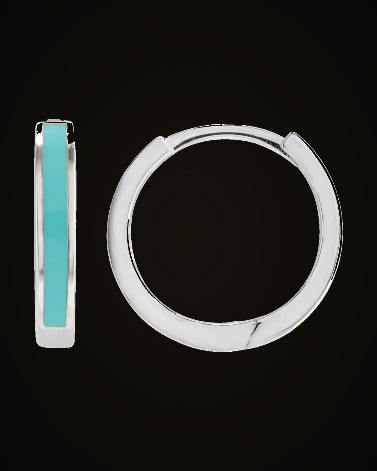 Light Turquoise Enamel Hoop Earrings — Sterling Silver