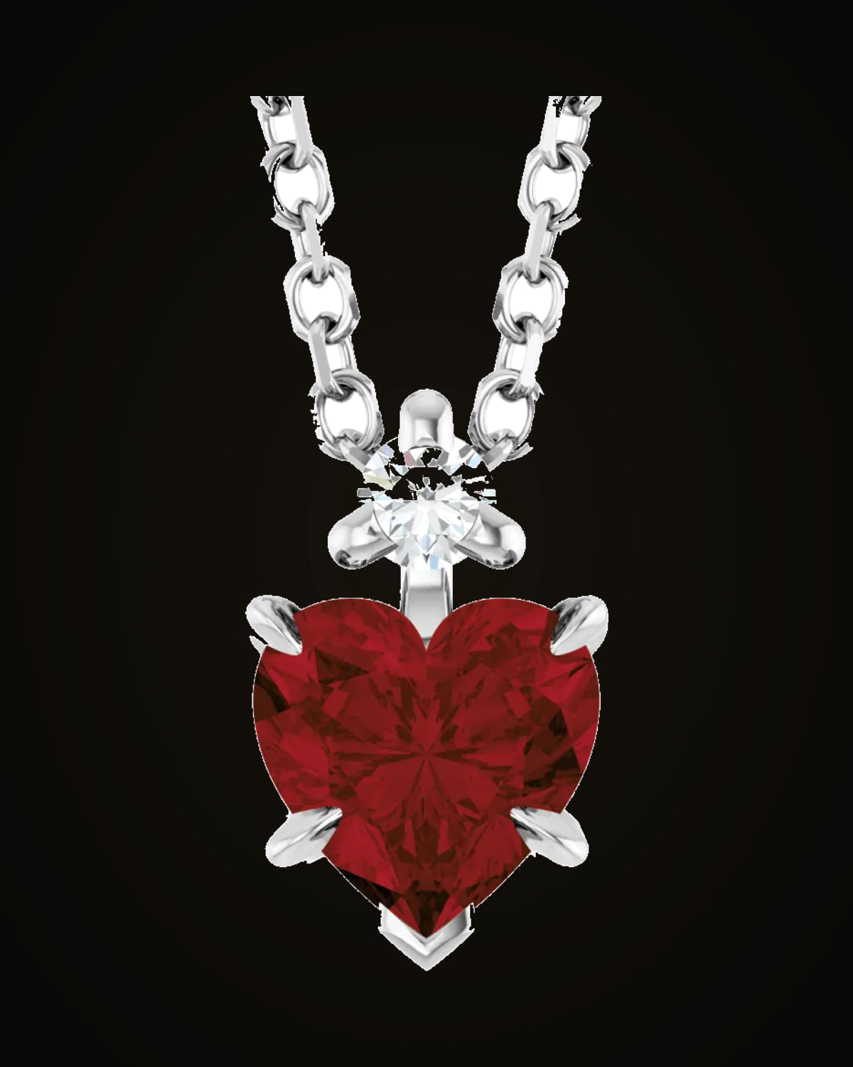 Natural Mozambique Garnet And 0.03 Ct Natural Diamond Slide Necklace — Sterling Silver · I1 · G-H