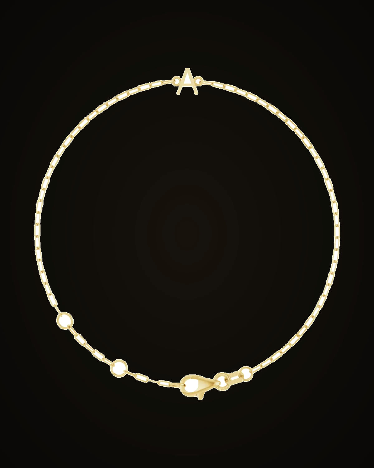 Sans Serif Initial A Bracelet — 14K Yellow Gold