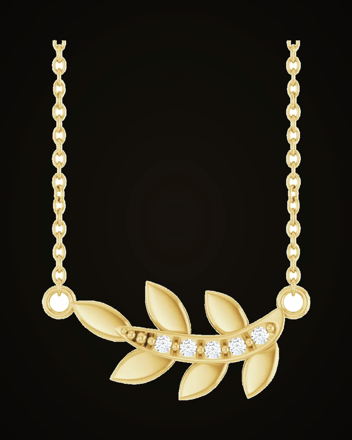 0.03 CTW 1.2 mm Round Natural Diamond Leaf Necklace — 14K Yellow Gold · I1 · G-H