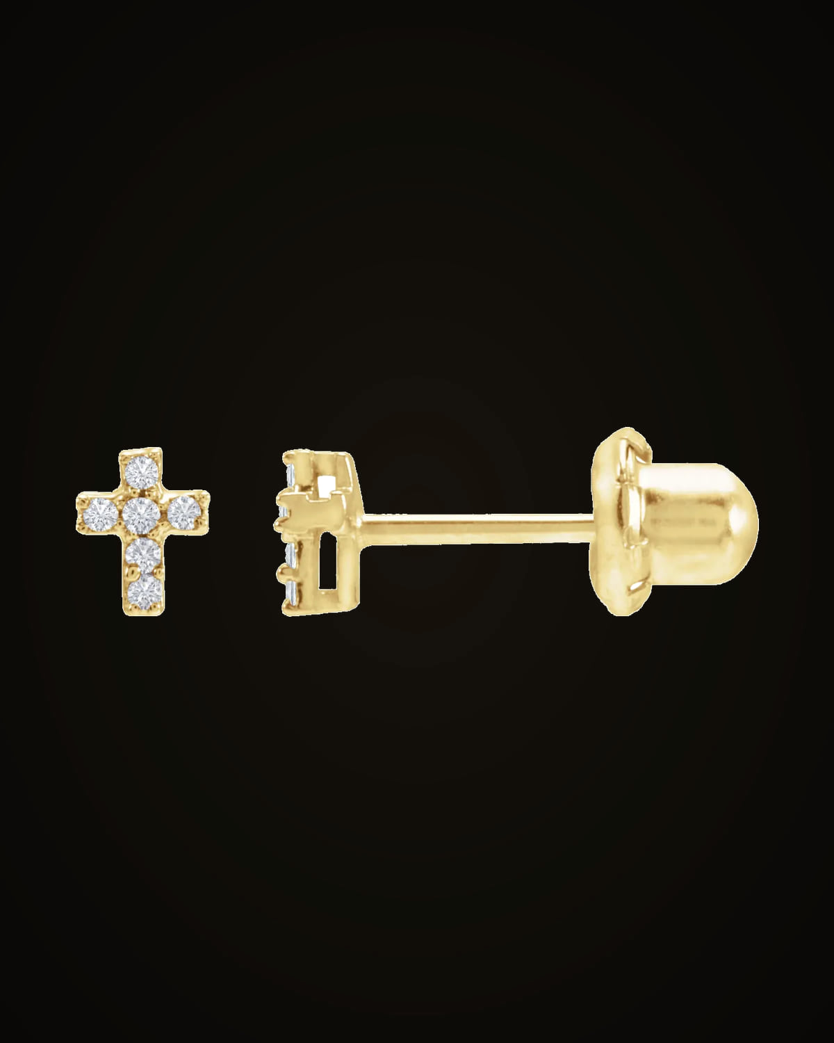 0.02 CTW Natural Diamond Cross Earrings — 14K Yellow Gold