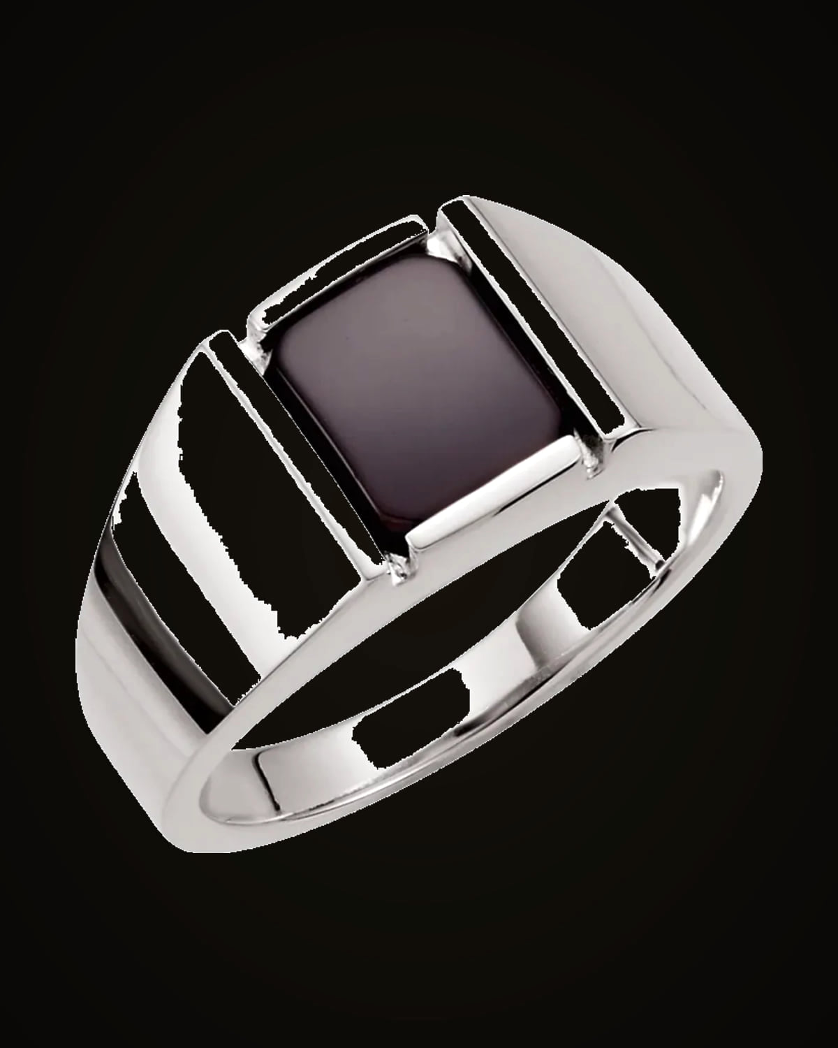Natural Onyx Ring — Sterling Silver · 3.32 mm · 10 x 8 mm · Size 11