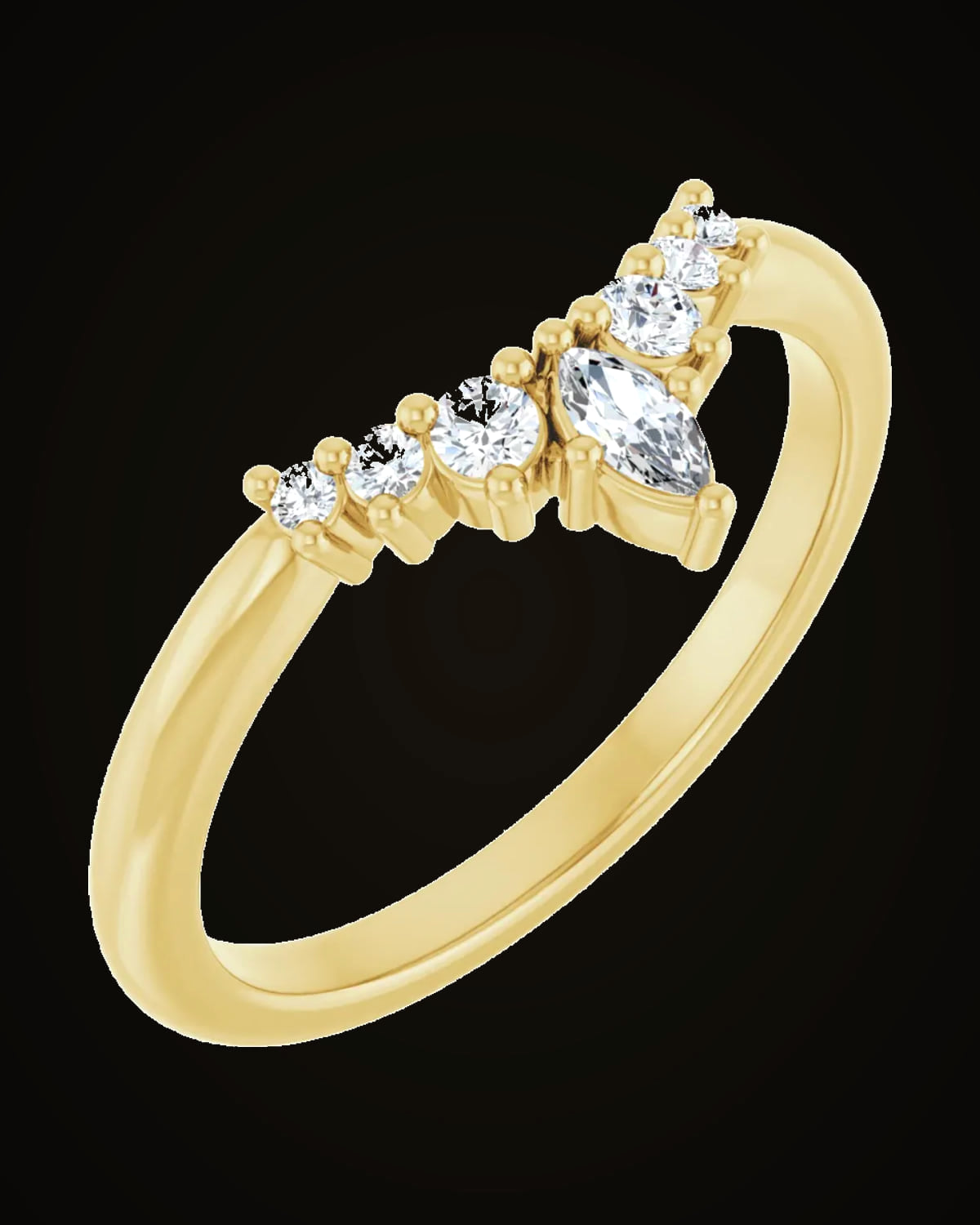 1/6 CTW Lab-Grown Diamond Contour Band — 14K Yellow Gold · 1.9 mm · VS · F+