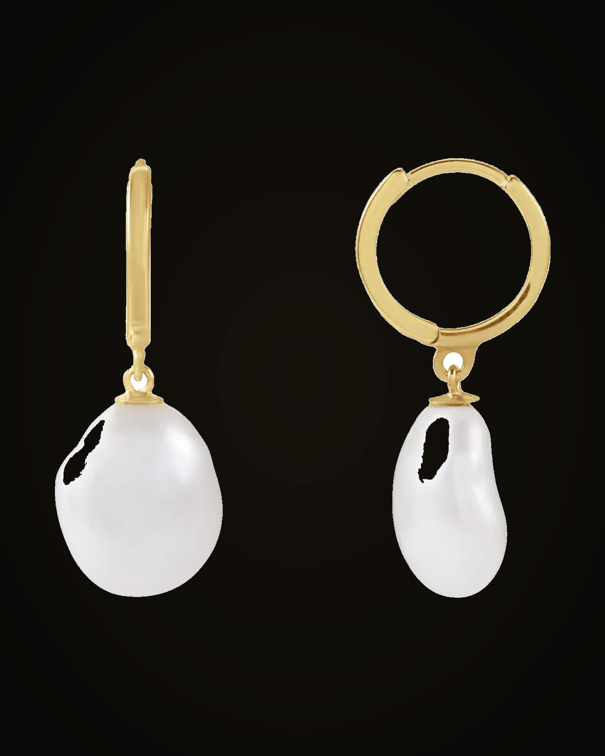 Cultured Keshi Freshwater Pearl Earrings — 14K Yellow Gold
