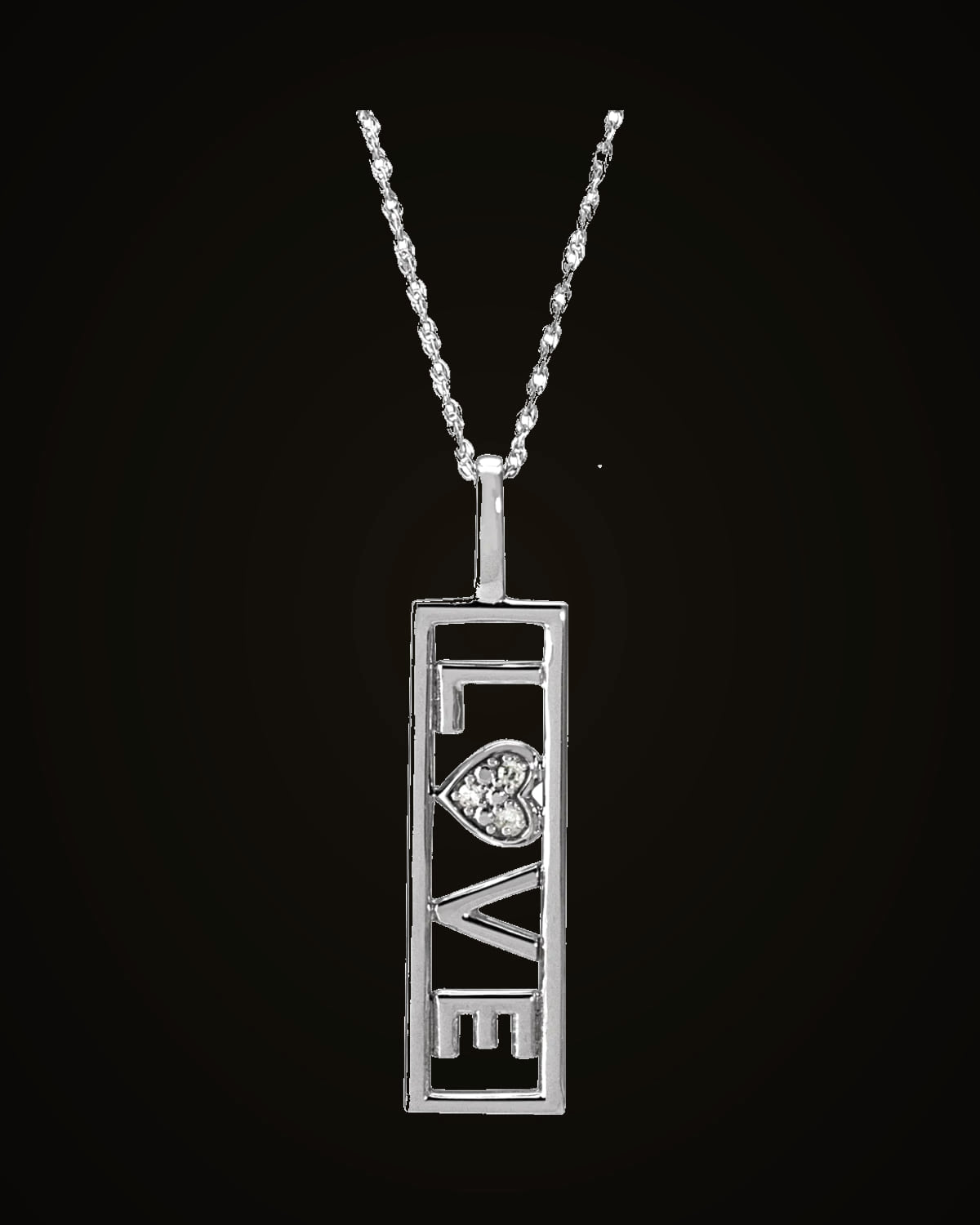 0.02 CTW Natural Diamond Love Necklace — Sterling Silver · I1-I2 · GHI