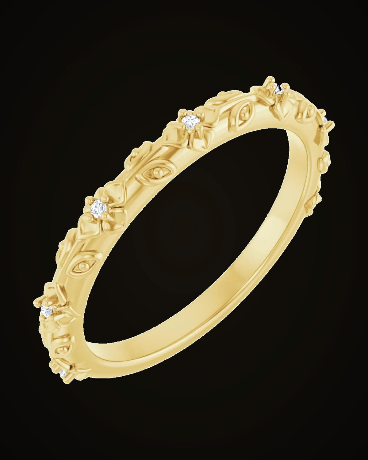 0.03 CTW Natural Diamond Floral Band — 14K Yellow Gold · 2.7 x 2.6 mm · SI2-SI3 · G-H