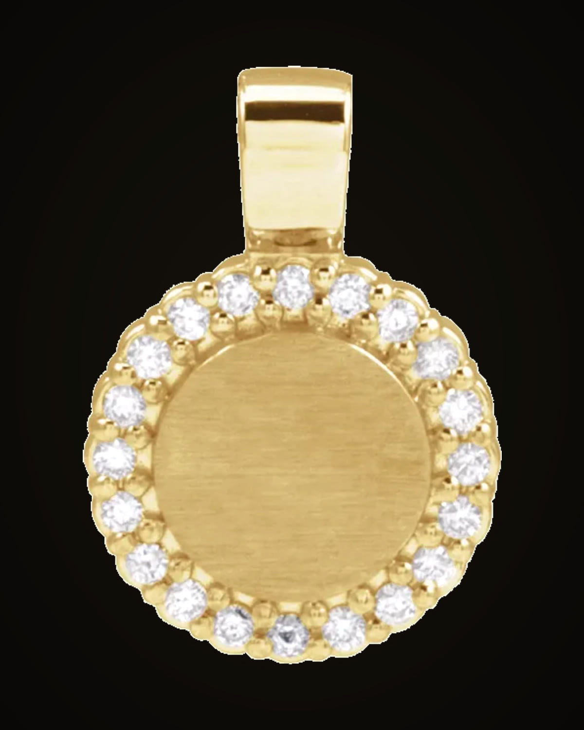 1/8 CTW Natural Diamond Engravable Pendant — 14K Yellow Gold