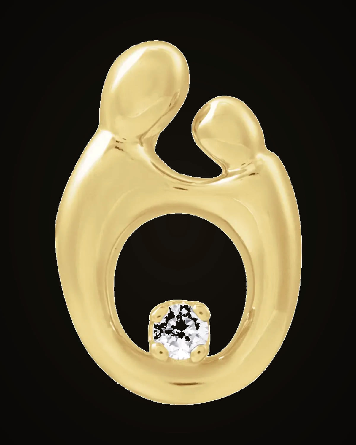 0.03 Ct Natural Diamond Mother And Child Slide Pendant — 14K Yellow Gold