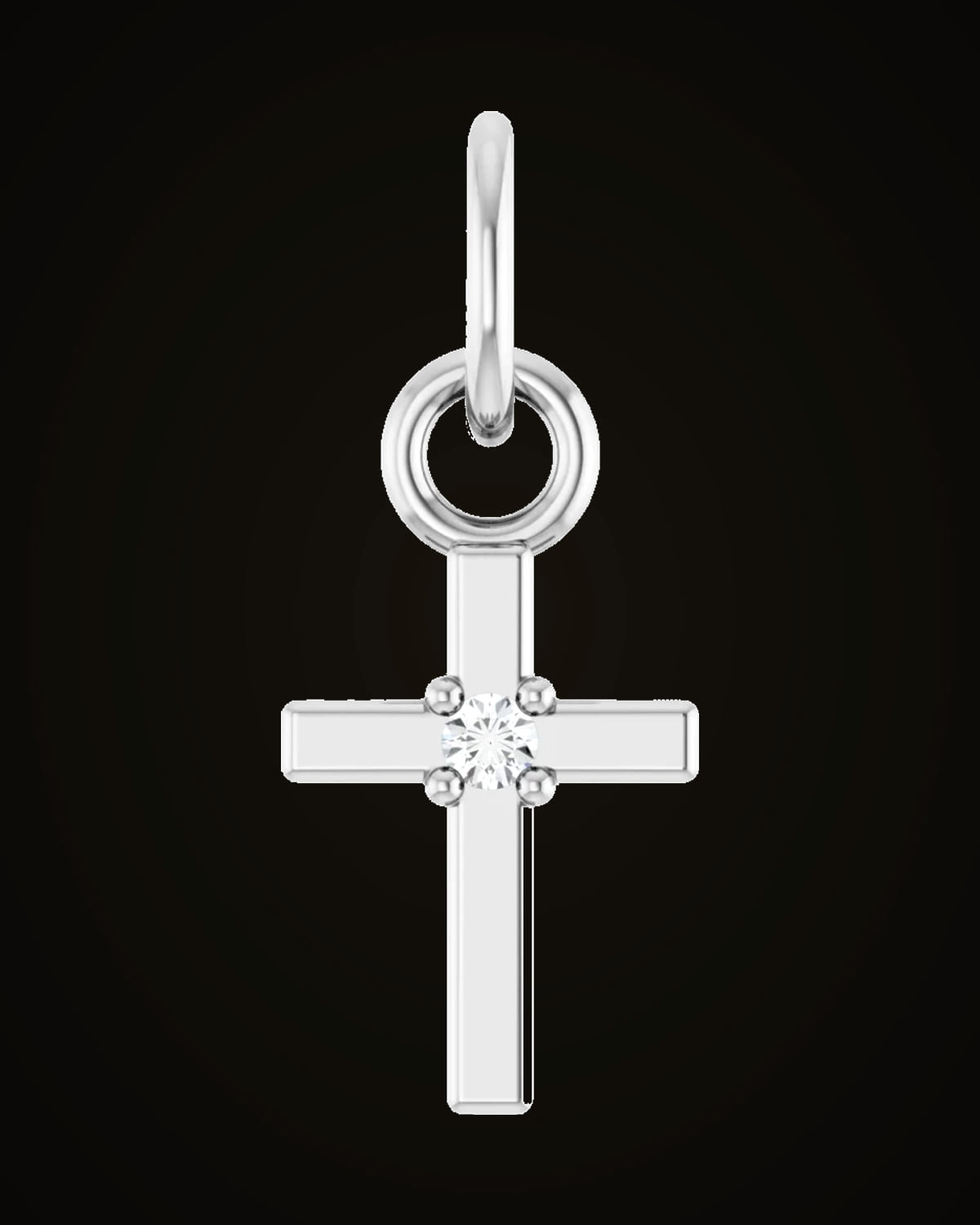 0.005 Ct Natural Diamond Cross Pendant — Sterling Silver