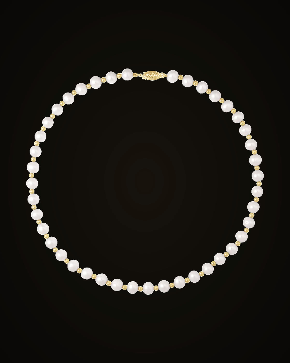 Cultured White Freshwater Pearl Strand Necklace — 14K Yellow Gold · Cultured Freshwater Pearl