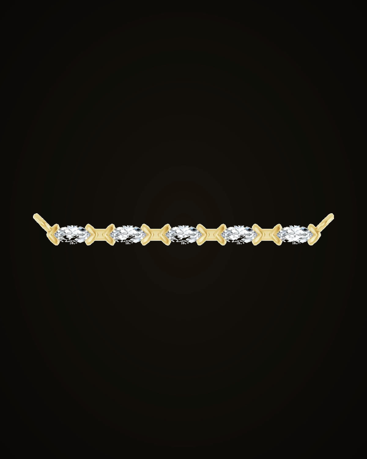 0.04 CTW Lab-Grown Diamond 5-Stone V-End Bar Necklace Center — 14K Yellow Gold