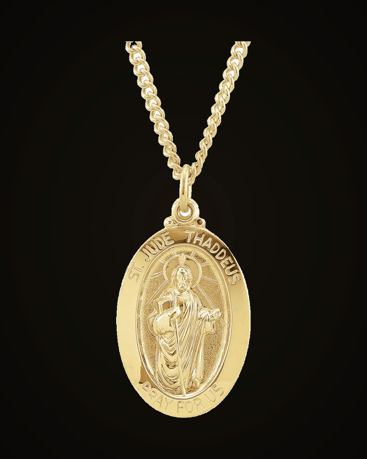 St. Jude Thaddeus Medal Necklace — 24K Gold-Plated on 24K Yellow Gold-Plated