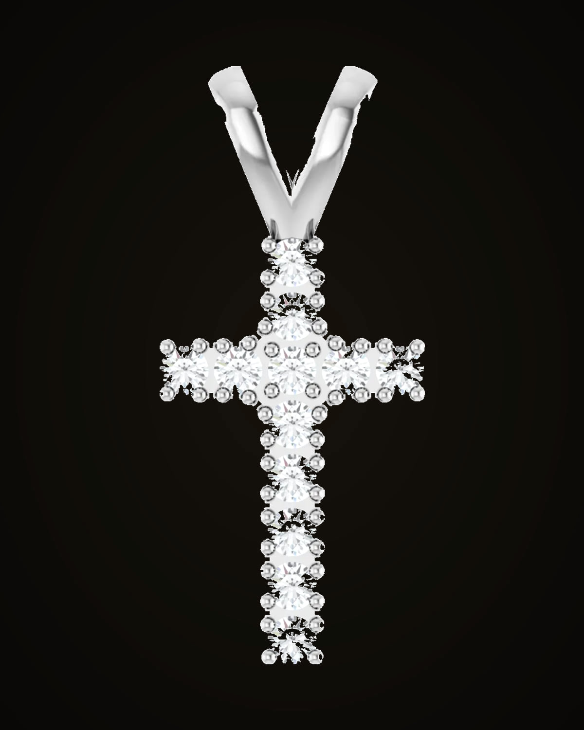 1/5 CTW Natural Diamond Cross Pendant — Rhodium-Plated on 14K White Gold