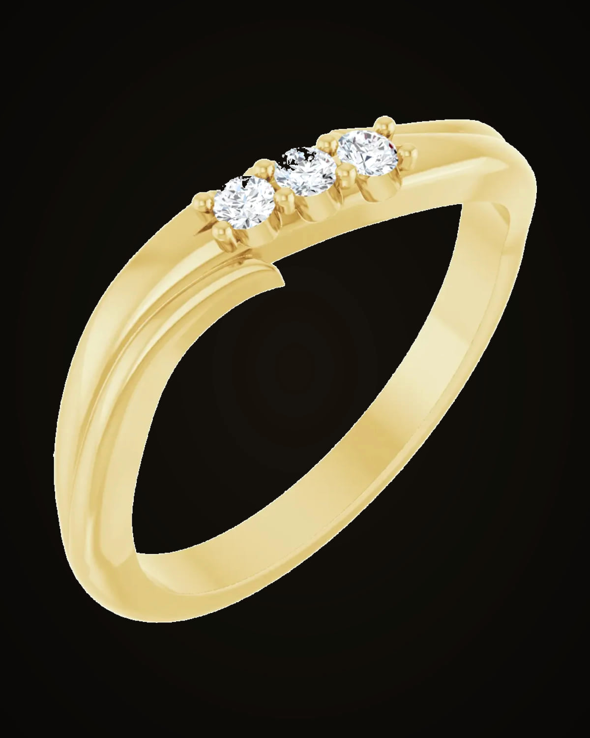 0.08 CTW Lab-Grown Diamond Three-Stone Stackable Ring — 14K Yellow Gold · 4.5 x 2.8 mm · SI1-SI2 · G-H