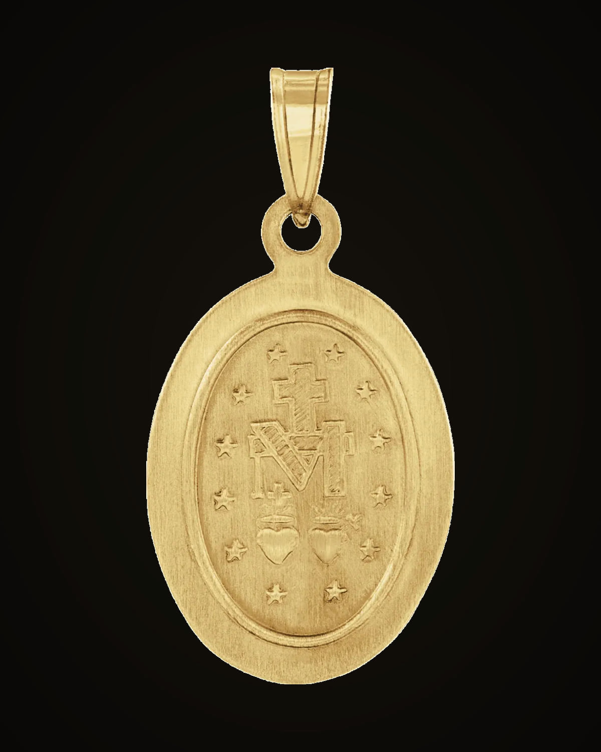 Oval Hollow Miraculous Medal — 14K Yellow Gold