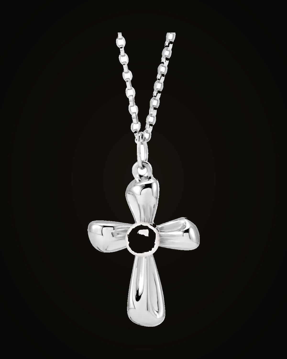 Cultured Freshwater Pearl Cross Necklace — Sterling Silver · 4 mm