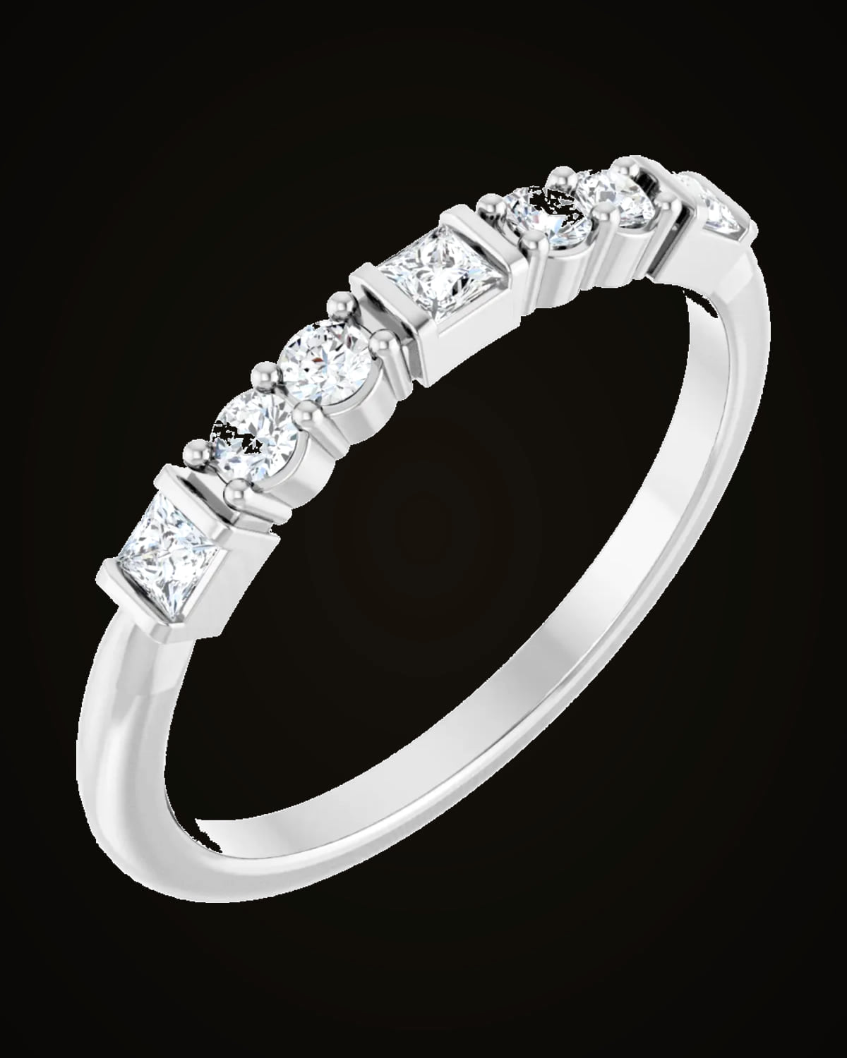 1/4 CTW Lab-Grown Diamond Stackable Ring — Rhodium-Plated on 14K White Gold · 9 x 2.4 mm · I1 · G-H