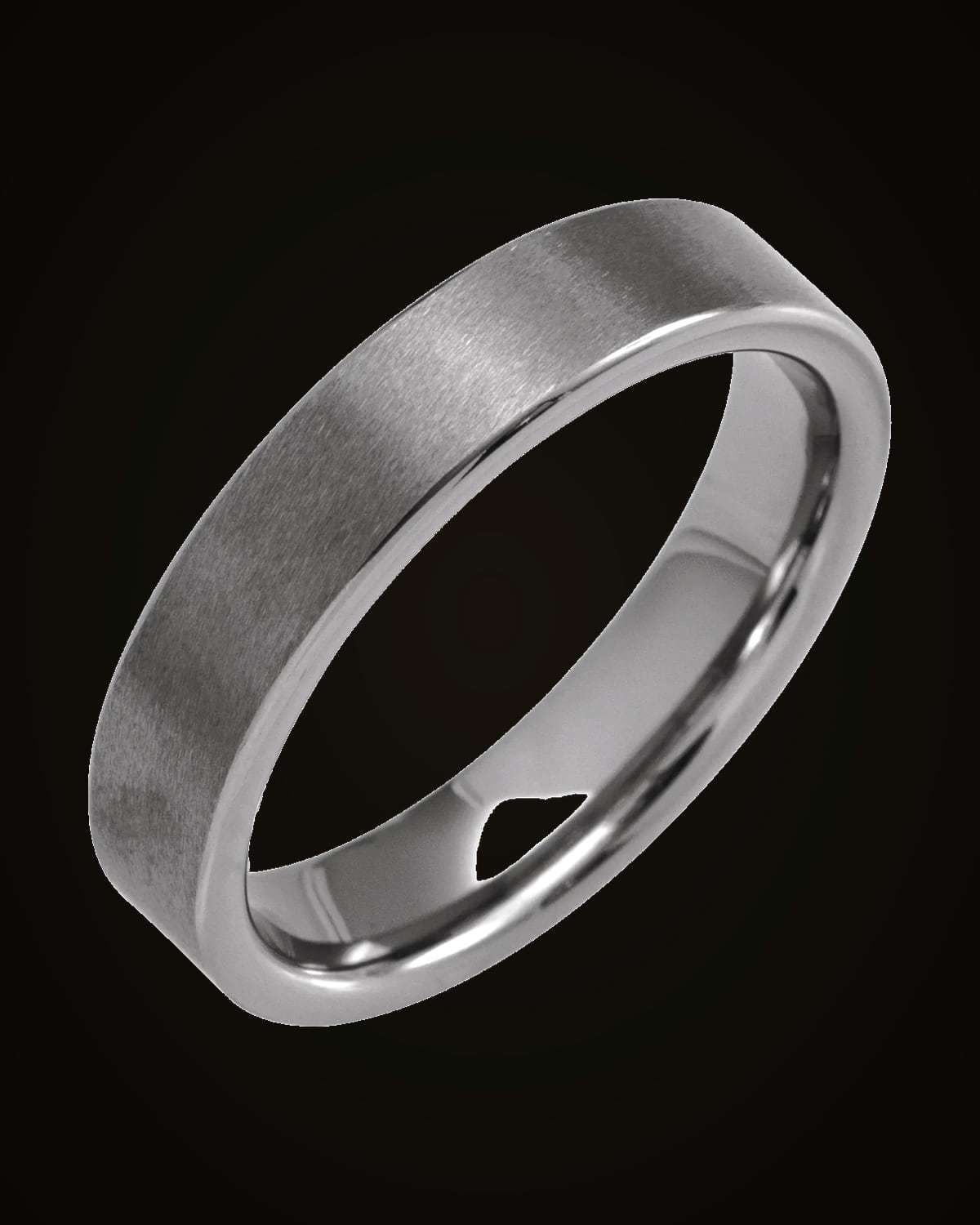 Comfort-Fit Flat Band With Satin Finish — Tungsten · 5 mm · Size 8.5