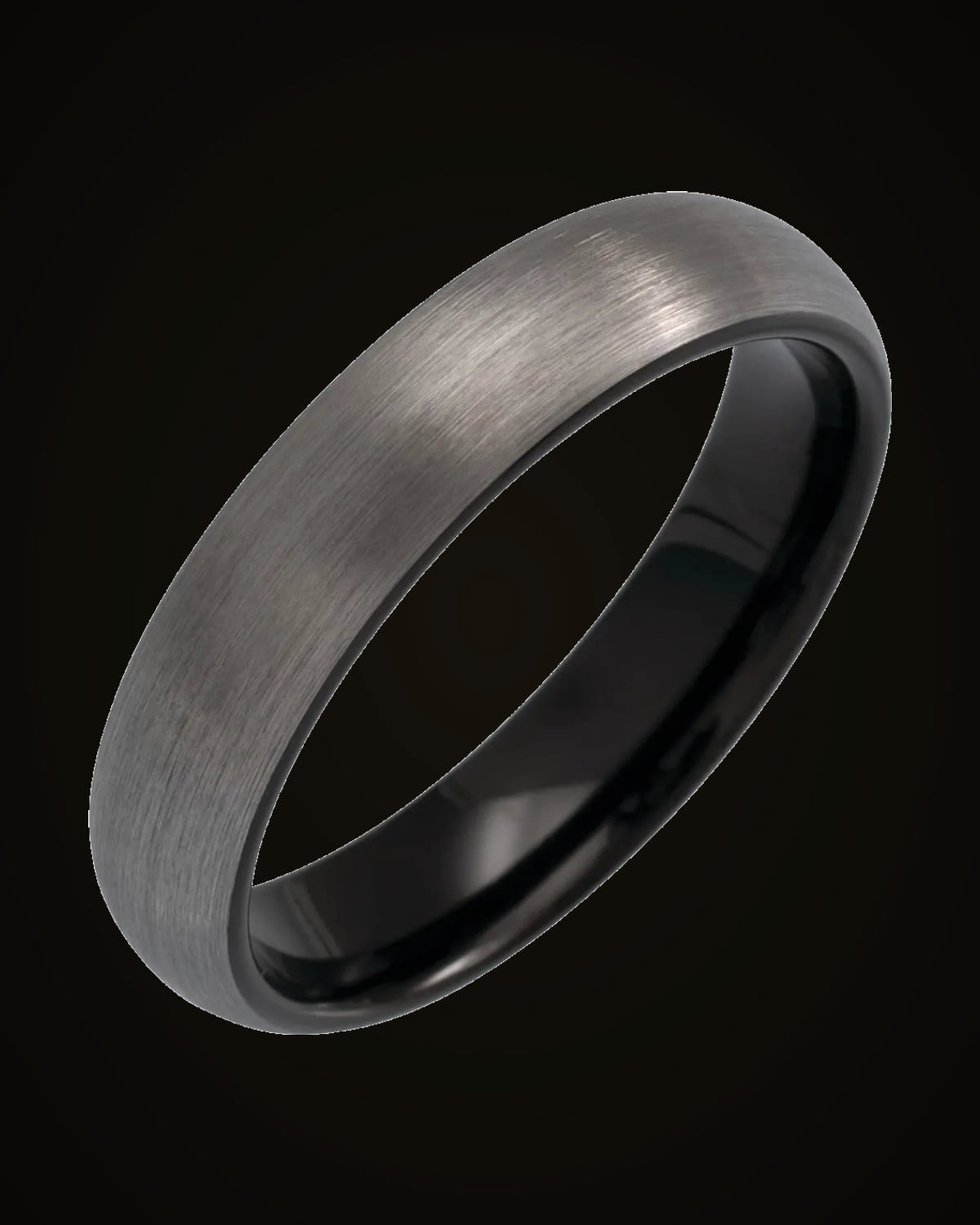 Comfort-Fit Half Round Band With Satin Finish — Black PVD Tungsten · 5 mm · Size 9.5