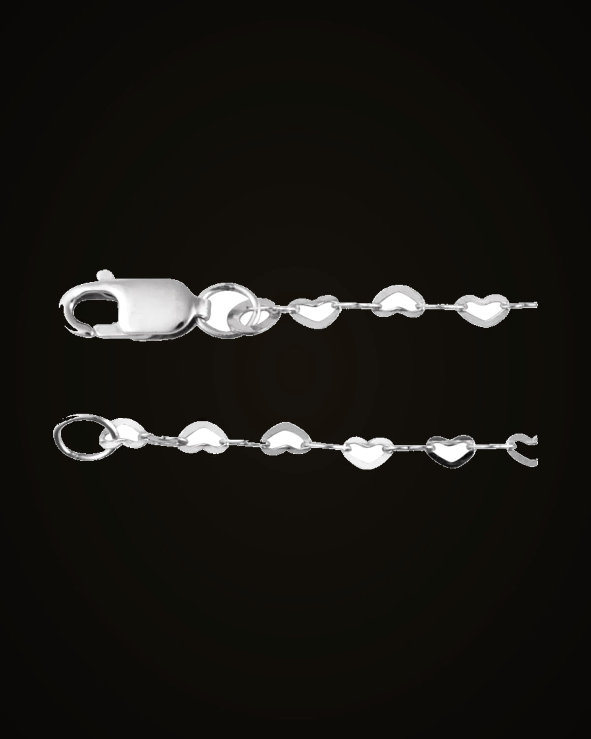 Flat Heart Chain — Sterling Silver