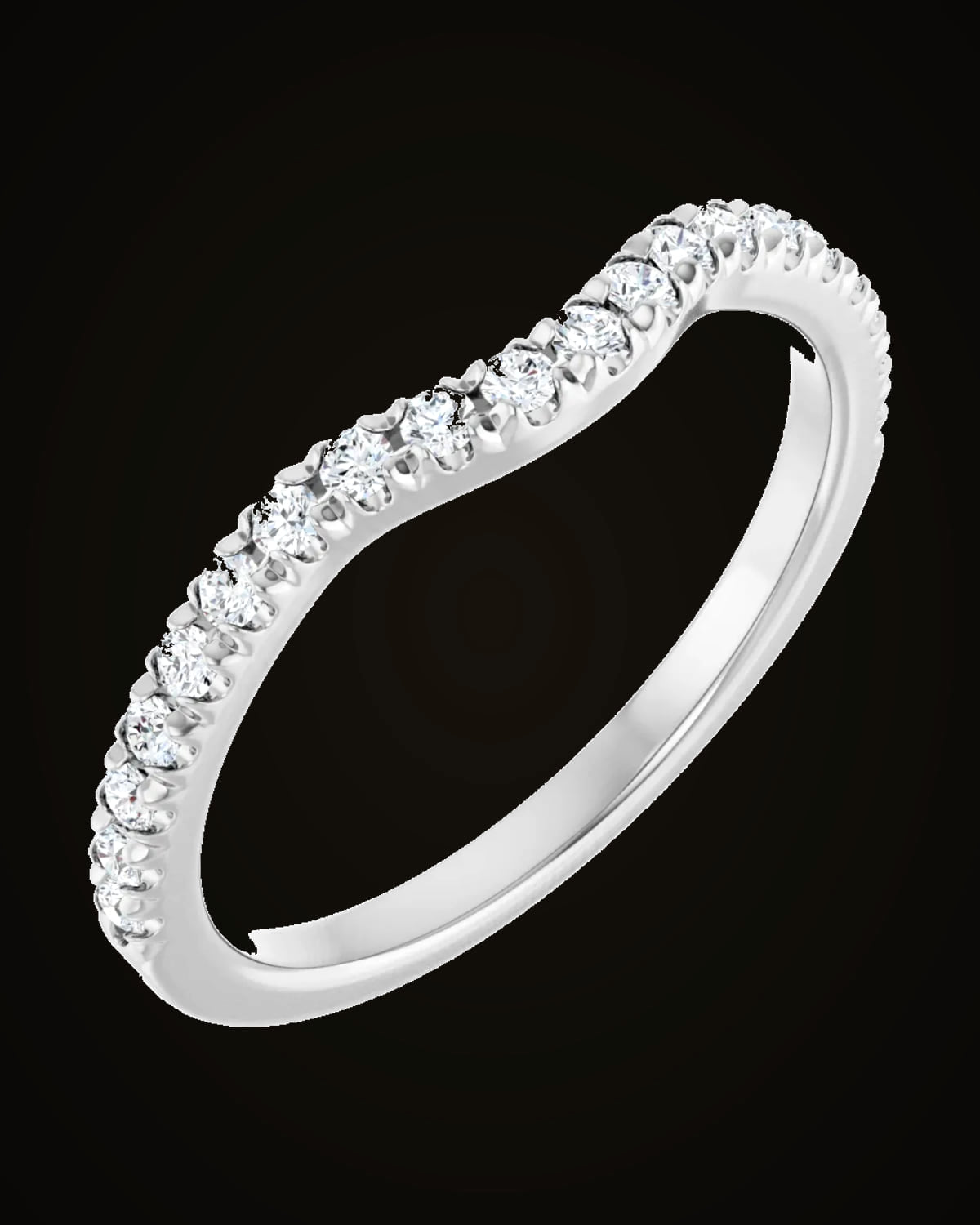 1/4 CTW Lab-Grown Diamond Contour Band — Rhodium-Plated on 14K White Gold · 3.3 x 2 mm · VS · F+